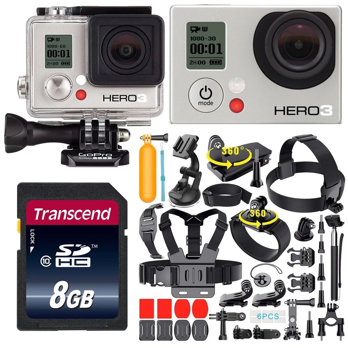 Restored GoPro  White Edition 1080p Camcorder -301 With 35-In-1 Action Camera Accessory Kit (Refurbished)