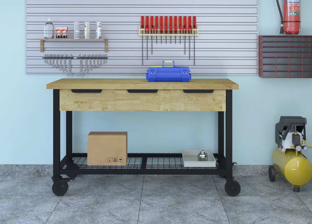 Rove 62" Industrial Metal & Wood Workbench