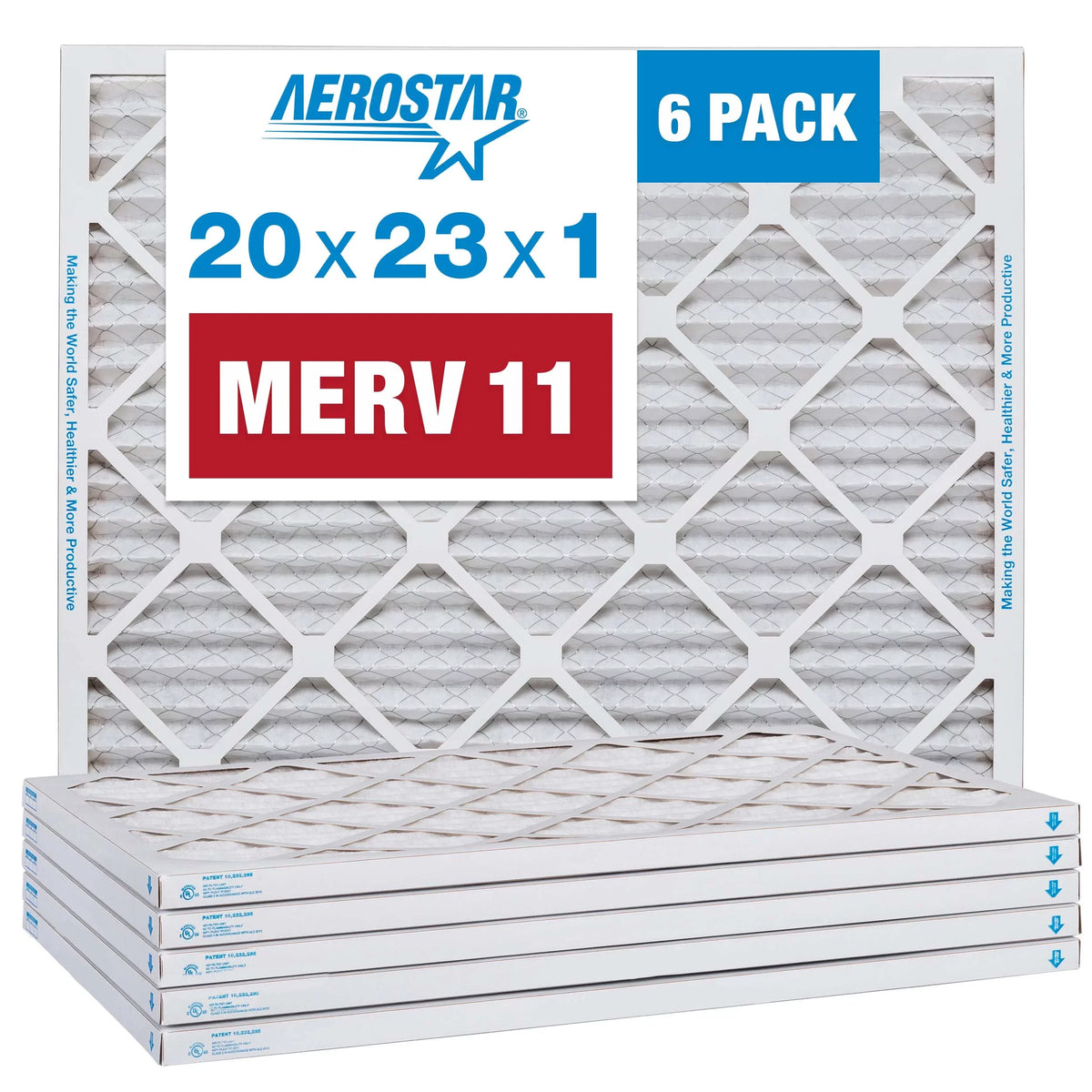 Aerostar 20x23x1  11 Pleated Air Filter,  Furnace Air Filter, 6 Pack
