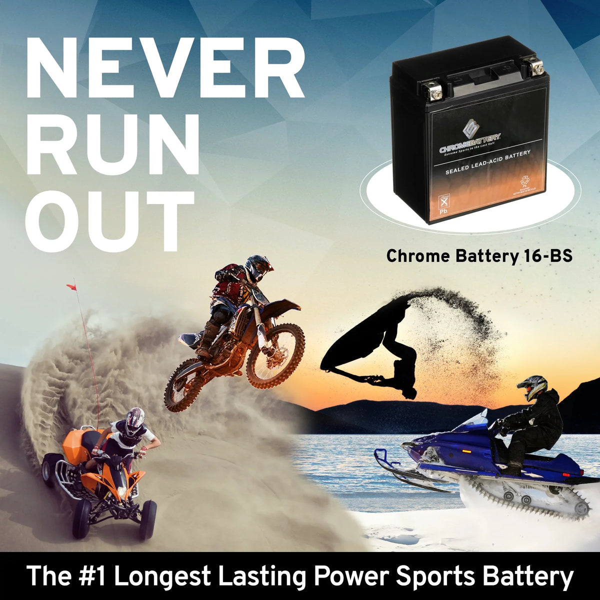 Chrome Battery - (16- 12 Volt,14 Ah, 230 ) Motorcycle Battery for Kawasaki 1600cc  Nomad 2009