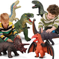 6 Piece Jumbo Dinosaur Toys for Kids and Toddlers, 13-17 Inches Blue Velociraptor -Rex, Large Soft Dinosaur Toys Set for Dinosaur Lovers - Perfect Dinosaur Party Favors, Birthday Gifts