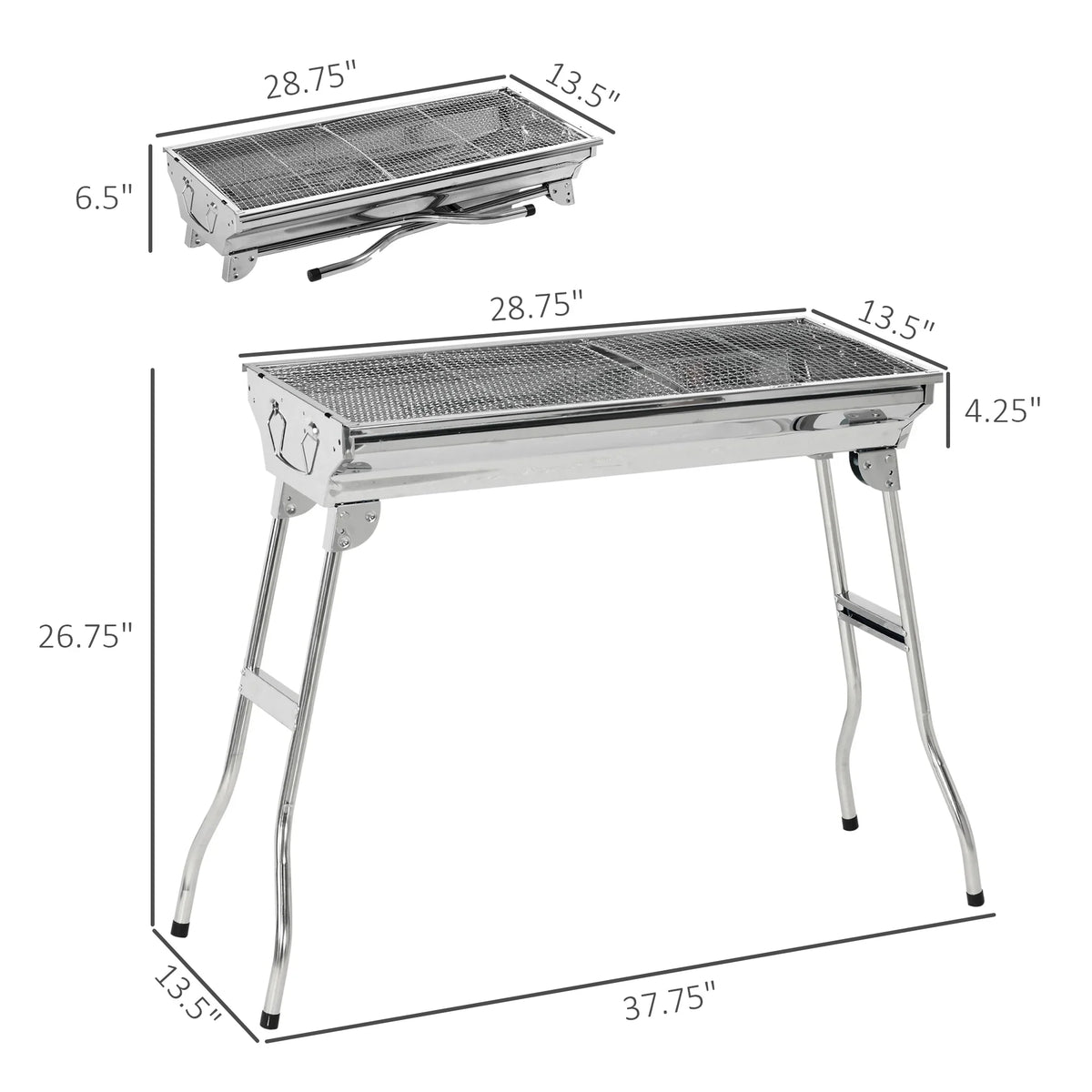 Portable Charcoal Grill,Stainless Steel Folding Outdoor  Grill for Picnic,Party Grill Rack