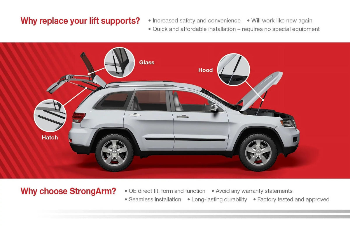 Qty 2 Made by Strong Arm 4686 Fits Ford Mustang 79 to 93 Trunk Lift Supports / Spoiler Fits select: 1976-1977  , 1983-1986