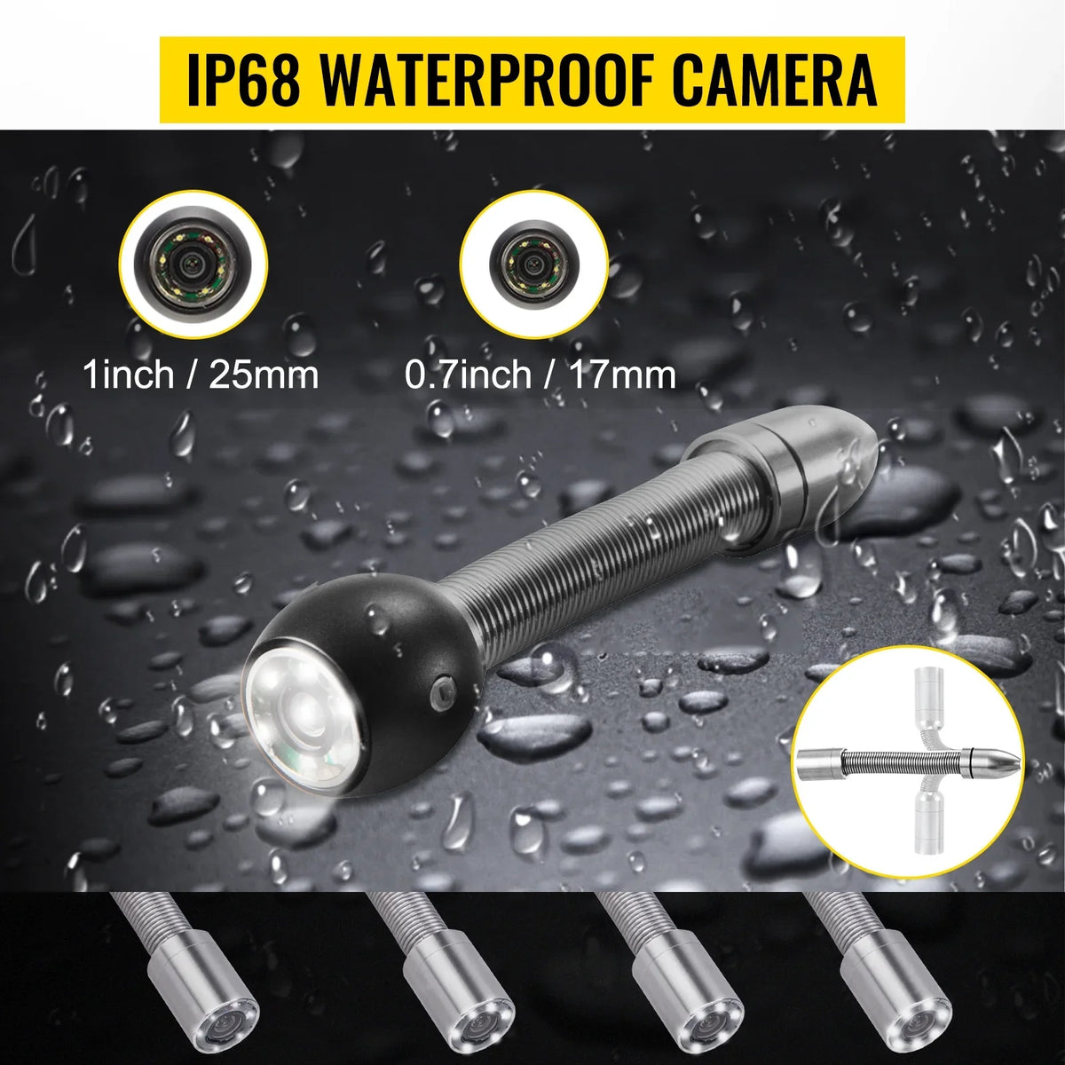 Sewer Camera 98.4 , Pipeline Inspection Camera 4.3 Inch   Monitor Pipe Camera, Duct Inspection Camera with 6PCS , 8500MAH Lithium Battery,  Function, 30M