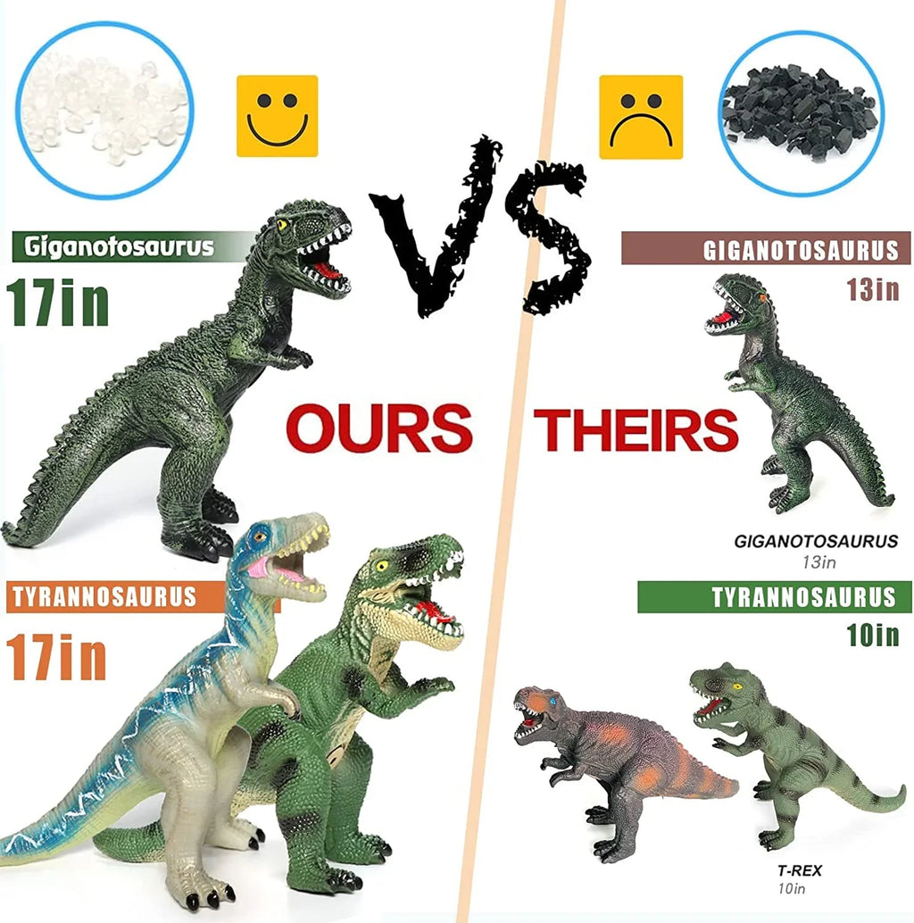 6 Piece Jumbo Dinosaur Toys for Kids and Toddlers, 13-17 Inches Blue Velociraptor -Rex, Large Soft Dinosaur Toys Set for Dinosaur Lovers - Perfect Dinosaur Party Favors, Birthday Gifts
