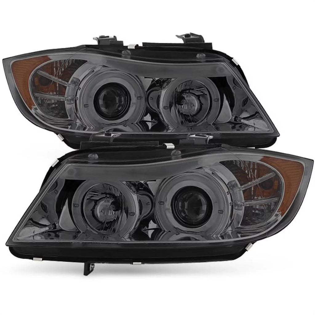 [Eye Lid] Fits 06-08   3-Series Sedan Smoked Halo  Projector Headlights Fits select: 2007-2008  328, 2006  325