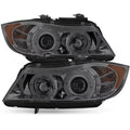 [Eye Lid] Fits 06-08   3-Series Sedan Smoked Halo  Projector Headlights Fits select: 2007-2008  328, 2006  325