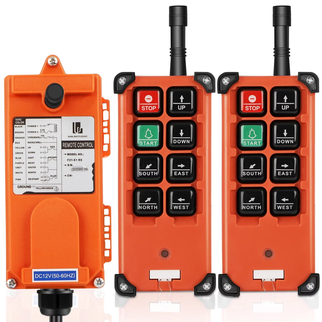 Crane Wireless Remote Control Switch  12V 8 Buttons Industrial Electric Lift Hoist Radio Crane Overhead Tower Bridge Crane Winch 2 Transmitter + 1 Receiver
