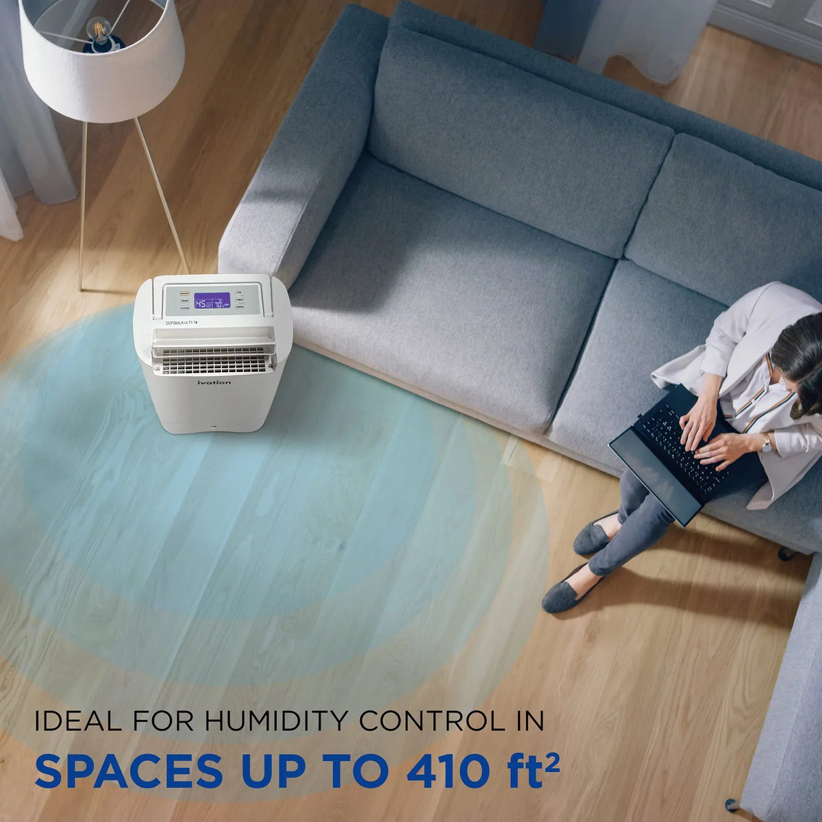 Ivation 19 Pint, 410 Sq/Ft, Wifi Dehumidifier / Drain Hose & Smartphone Control