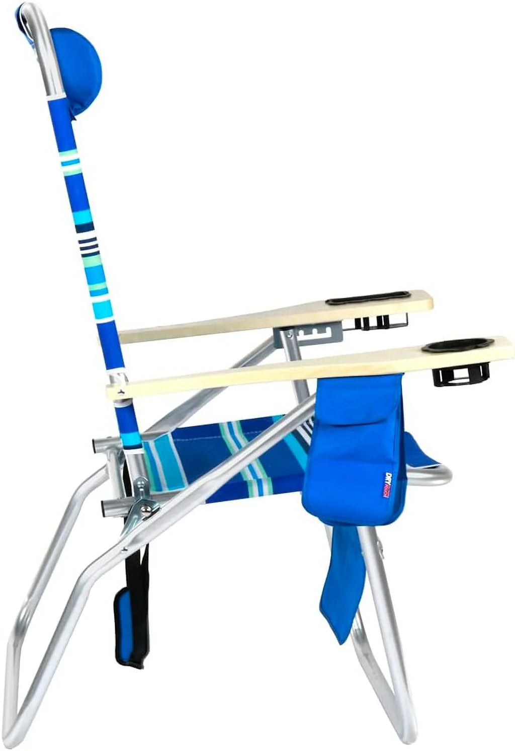 Deluxe  Wide Tall Plus Size Aluminum Folding Big Heavy Duty 17 Inches High Seat Beach Chair For Adults, 300 Lb Load