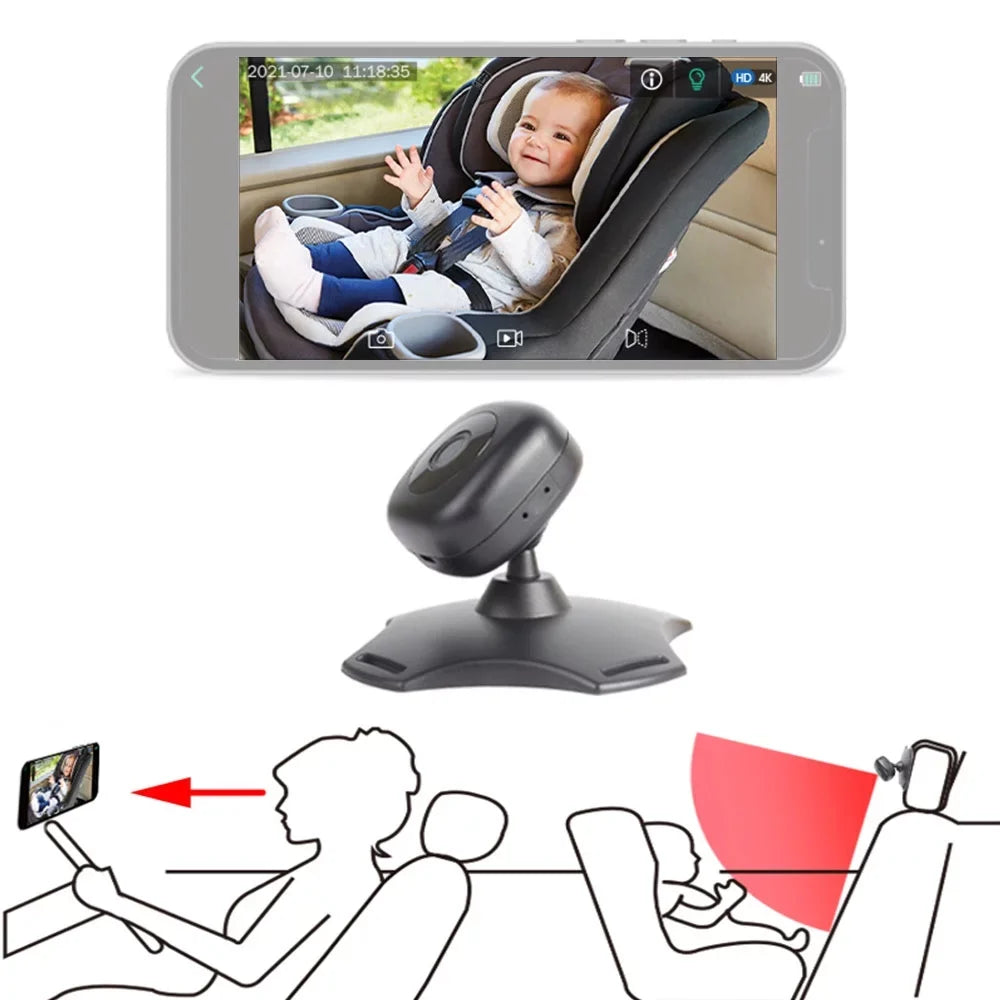 Anself Wireless Baby Car Mirror Camera with 360° Rotation and Night Vision -  Powered