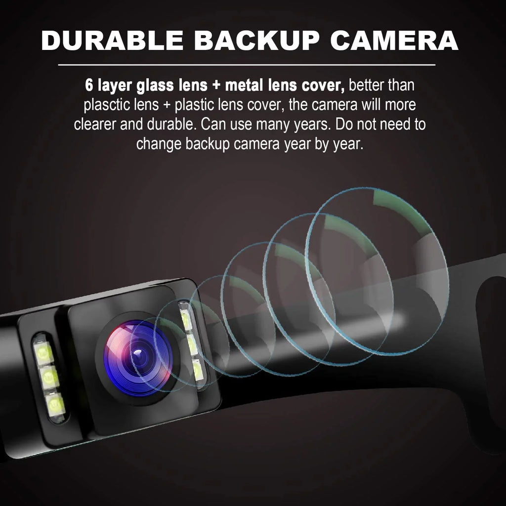 Car Rear View Backup Camera  License Plate Backup Camera with Wide View Angle 6  Night Vision Waterproof Front & Back up Camera, Guide Line On/Off