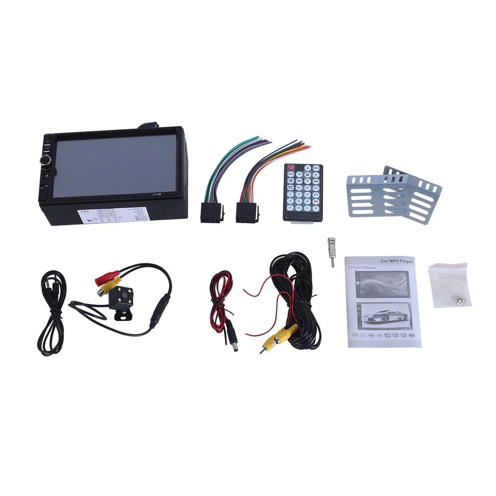 Double 2 Din Car Stereo Radio  Player, 7 Inch  Touch Screen Bluetooth Car Video Player 1080P with Backup Reversing Camera