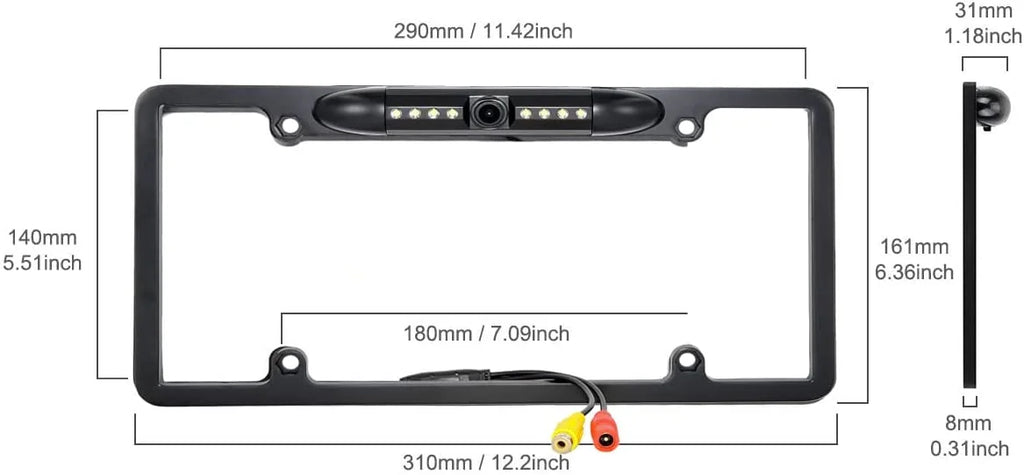 Backup Camera Rearview License Plate Waterproof for Kenwood -512  Black