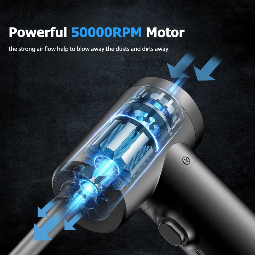 Compressed Air Duster, 50000RPM Electric Portable Air Blower with  Light, 6000mAh Rechargeable Cordless Air Duster for Computer Keyboard Fast Charge