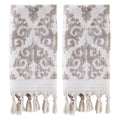 Home Mirage Fringe Hand Towel (2-Pack), Taupe, 16" x 26"