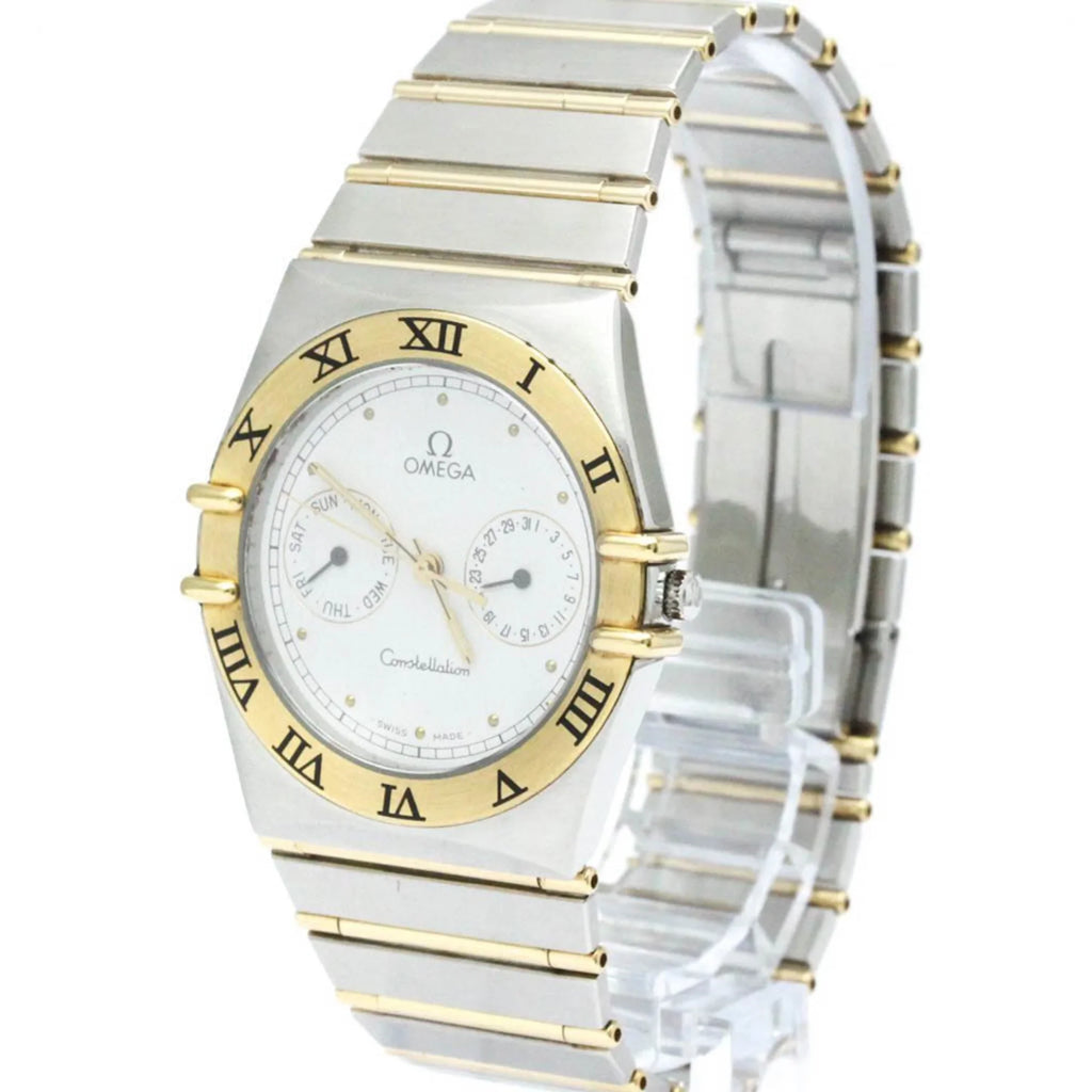 Pre-Owned Polished  Constellation Day Date 18K Gold Steel Watch 396.1070  (Good)
