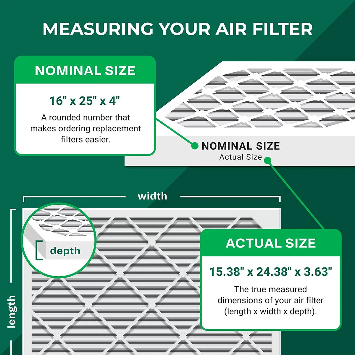 Filterbuy 16x25x4  13 Pleated   Furnace Air Filters (6-Pack)