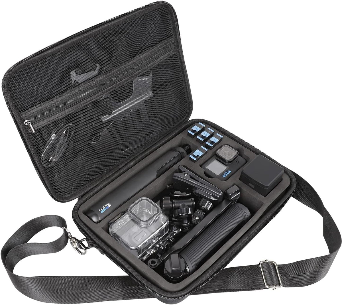 PellKing Large Carrying Surface-Waterproof Case for GoPro 12,11,10,9 Camera,Hard Shell Bag with  Liner Compatible