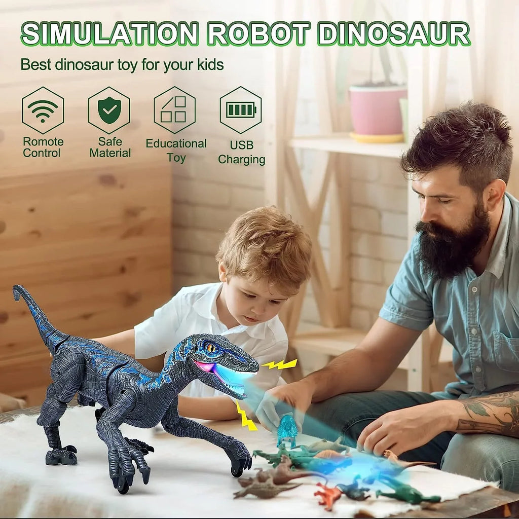 JBee Ctrl Remote Control Dinosaur Toys for Kids Boys Girls Walking Robot  -Rex with Lights and Sounds Dinosaur Toy Gifts for Boys Age 3-5, 5-7, 8-12 Years Old - Blue