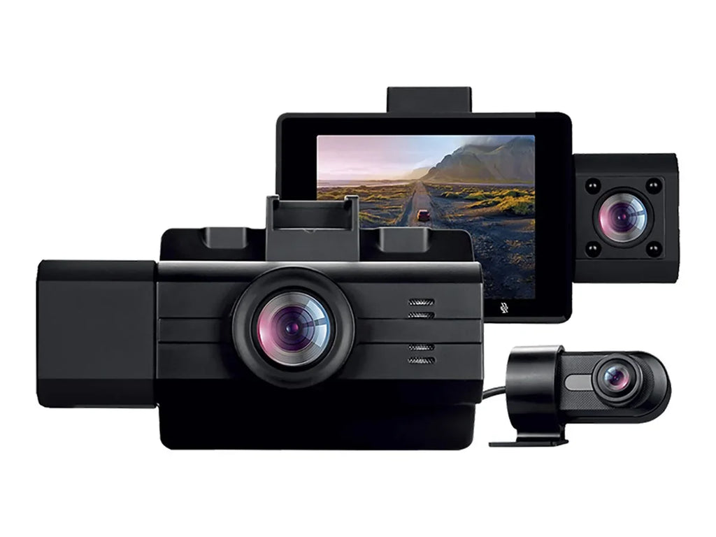 myGEKOgear by Adesso Scout Pro 2K 3-Channel Dash Cam Surveillance Edition with Front View, Cabin View, Rear - Wide Angle View - -Sensor