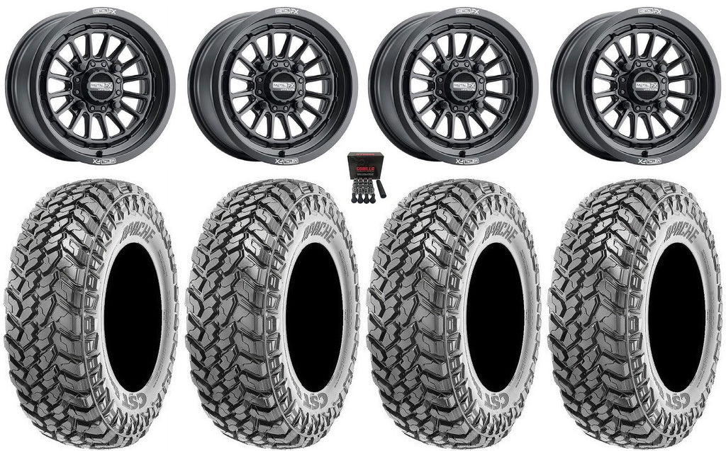 MetalFX Delta 15" Wheels Black 30" Apache Tires Polaris   1000 /   / Ranger  900/1000