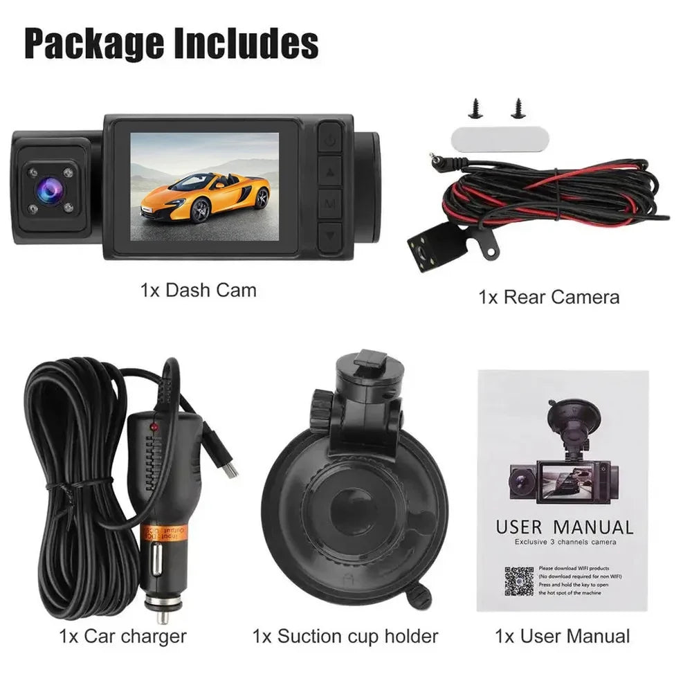 Andoer Dash Camera,Mirror Car Video 3 Cameras Car Rearview Mirror Car Camera Auto Rearview Mirror Car Safety 2in Clear Car Clear Car Rearview Dash Cam Camera Cars Car Qisuo VideoDash Wenzi Buzhi