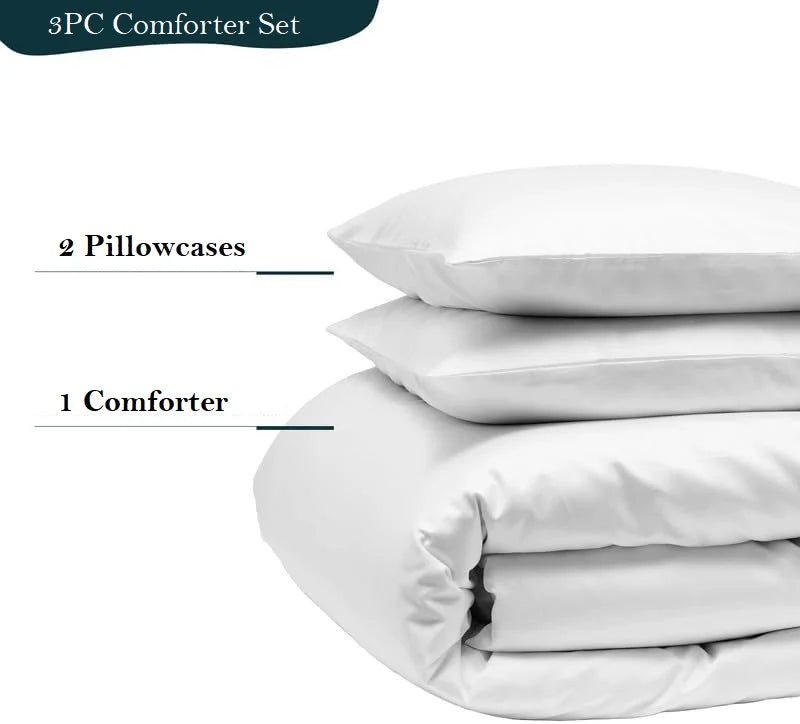 1000  Egyptian Cotton Comforter with 2 Matching Pillowcases Size- Super King Plus Light Gray Solid Pattern Breathable Quilted Case