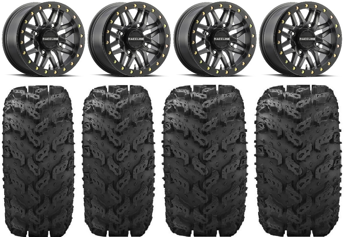 Raceline Ryno Bdlk 14" Gm Wheels 26" Reptile Tires Kawasaki Mule Pro