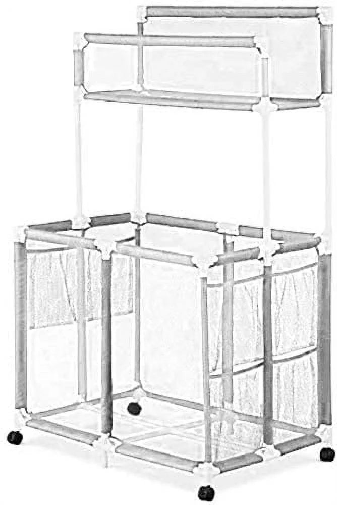Essentially Yours Pool Noodles Holder, Toys, Floats, Balls and Floats Equipment Mesh Rolling Storage Organizer Bin,, Extra-Large, (47.2"  x 30.2"  x 34" ), White Style 455119