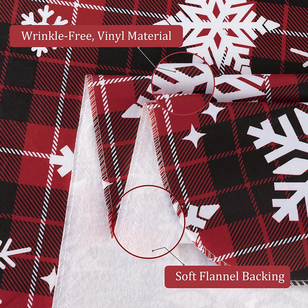 Christmas Tablecloth with Flannel Backing, Waterproof Wipeable Vinyl Rectangle Table Cover for Xmas Parties/Wedding/Holiday/Decoration Use - Heavy Duty Table Cover(60x102 Inch, Snowflake)