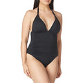 La Blanca Women's Standard Island Goddess -Neck Halter Mio One Piece Swimsuit, Black, 4