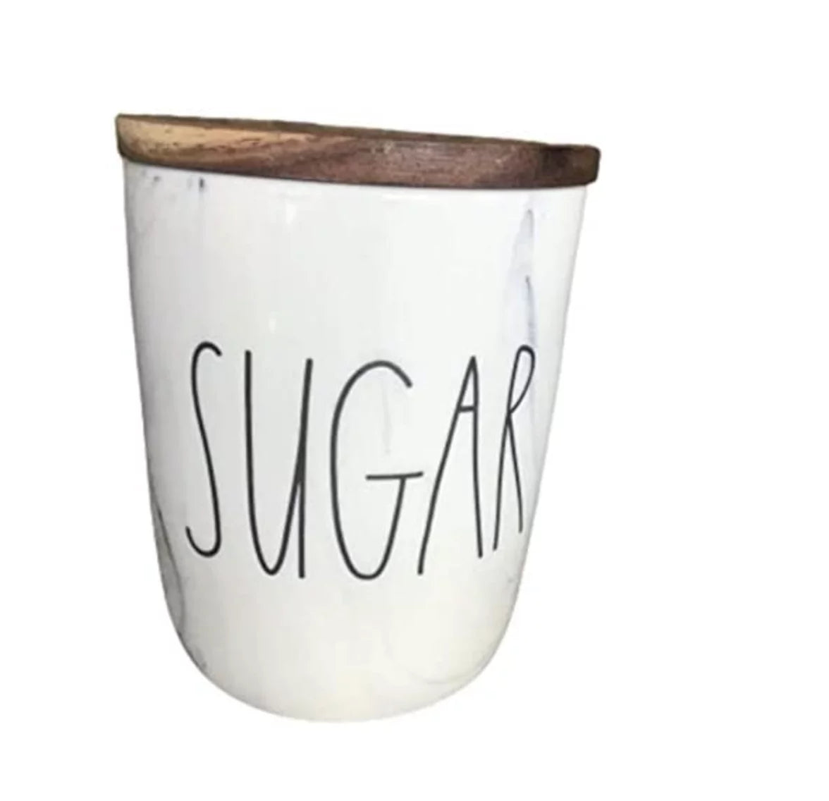 Rae Dunn Home  Canister Marble with wood lid ( size)