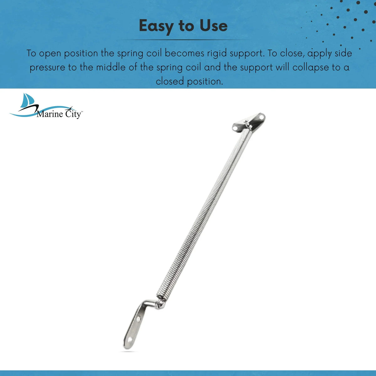 Marine City Stainless-Steel Hatch Spring Adjuster with -Bolt and -Shape Plate 8-1/4 inches or 10-1/4 inches Length: 8-1/4 inches