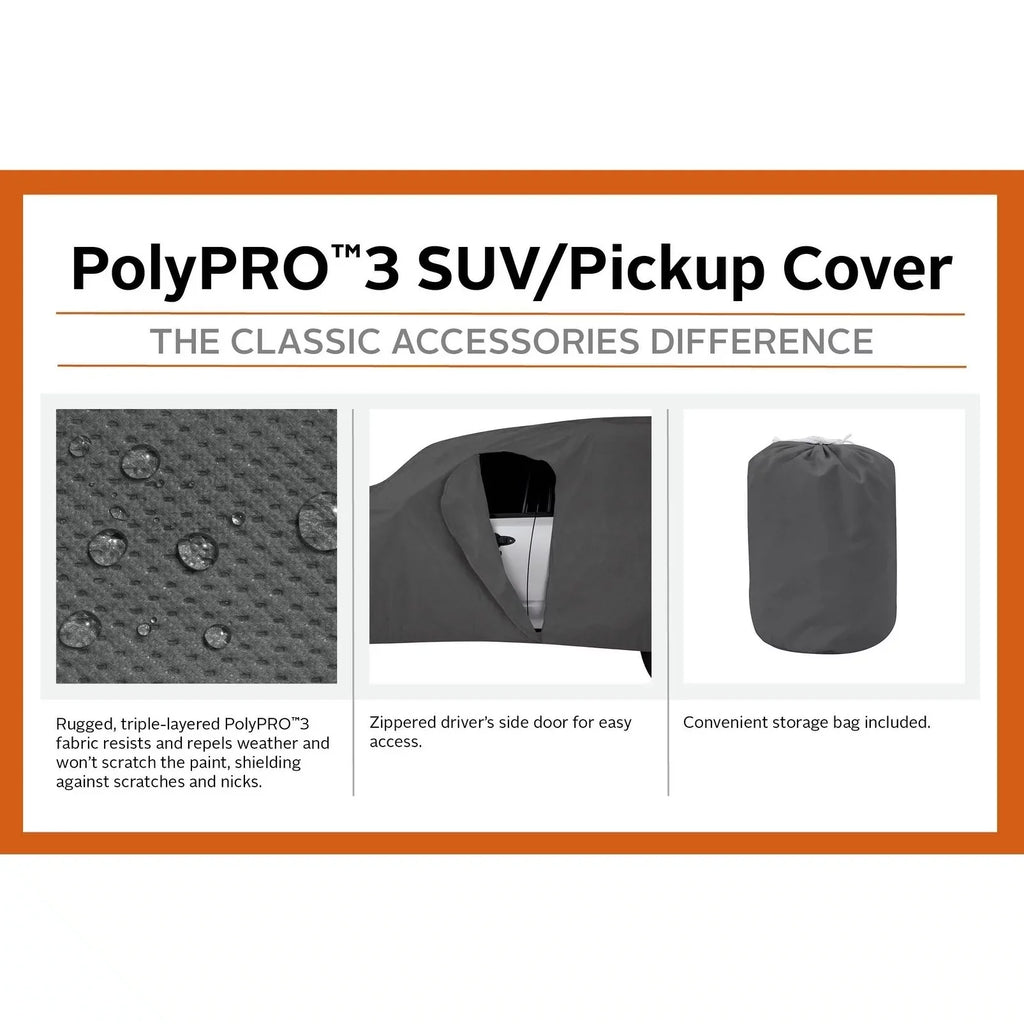 Classic Accessories OverDrive PolyPRO™ 3 Heavy-Duty Car Cover - Compact  or Truck Cover, Up to 187", Charcoal
