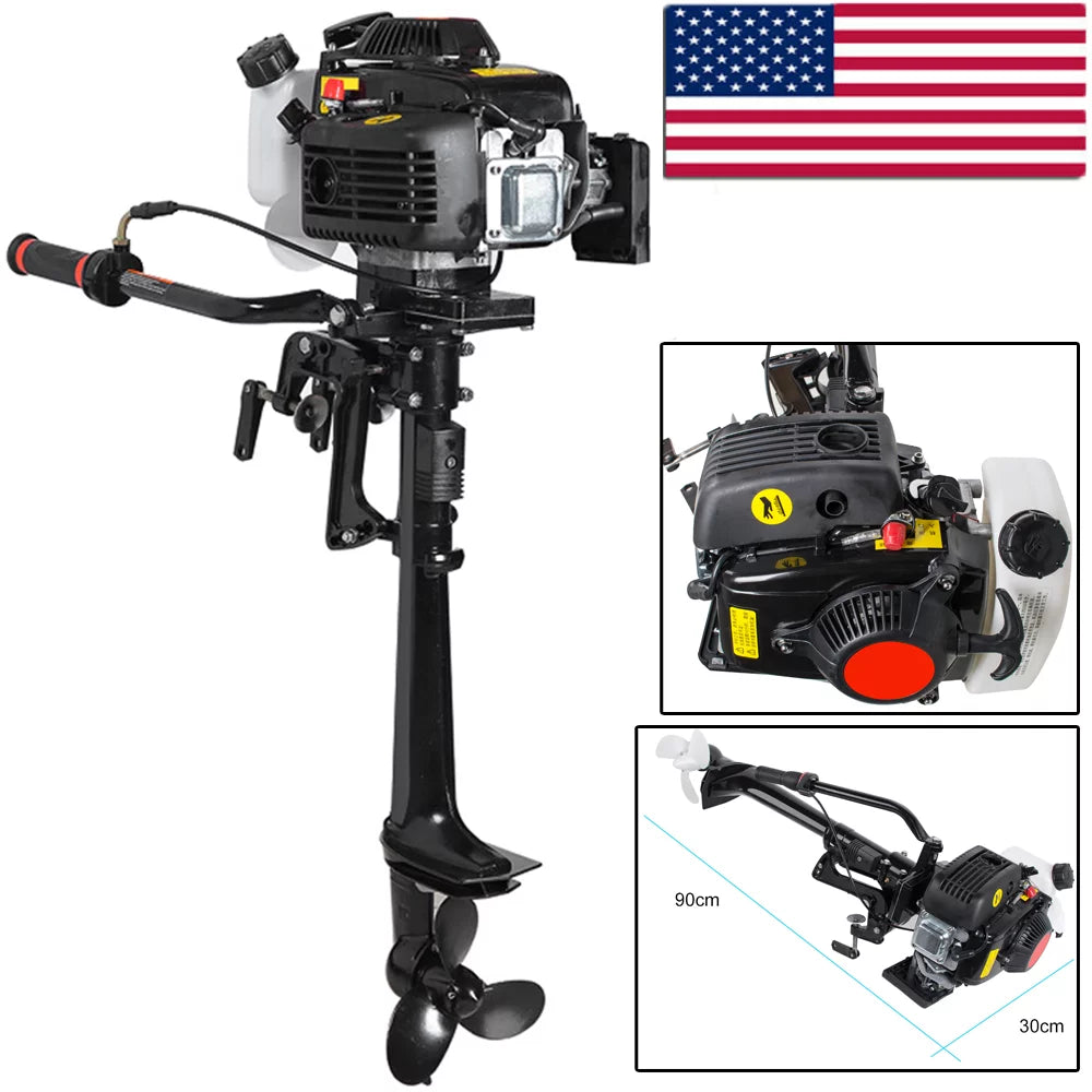 4 Stroke 3.6  Outboard Motor 55CC Boat Engine With Air Cooling System